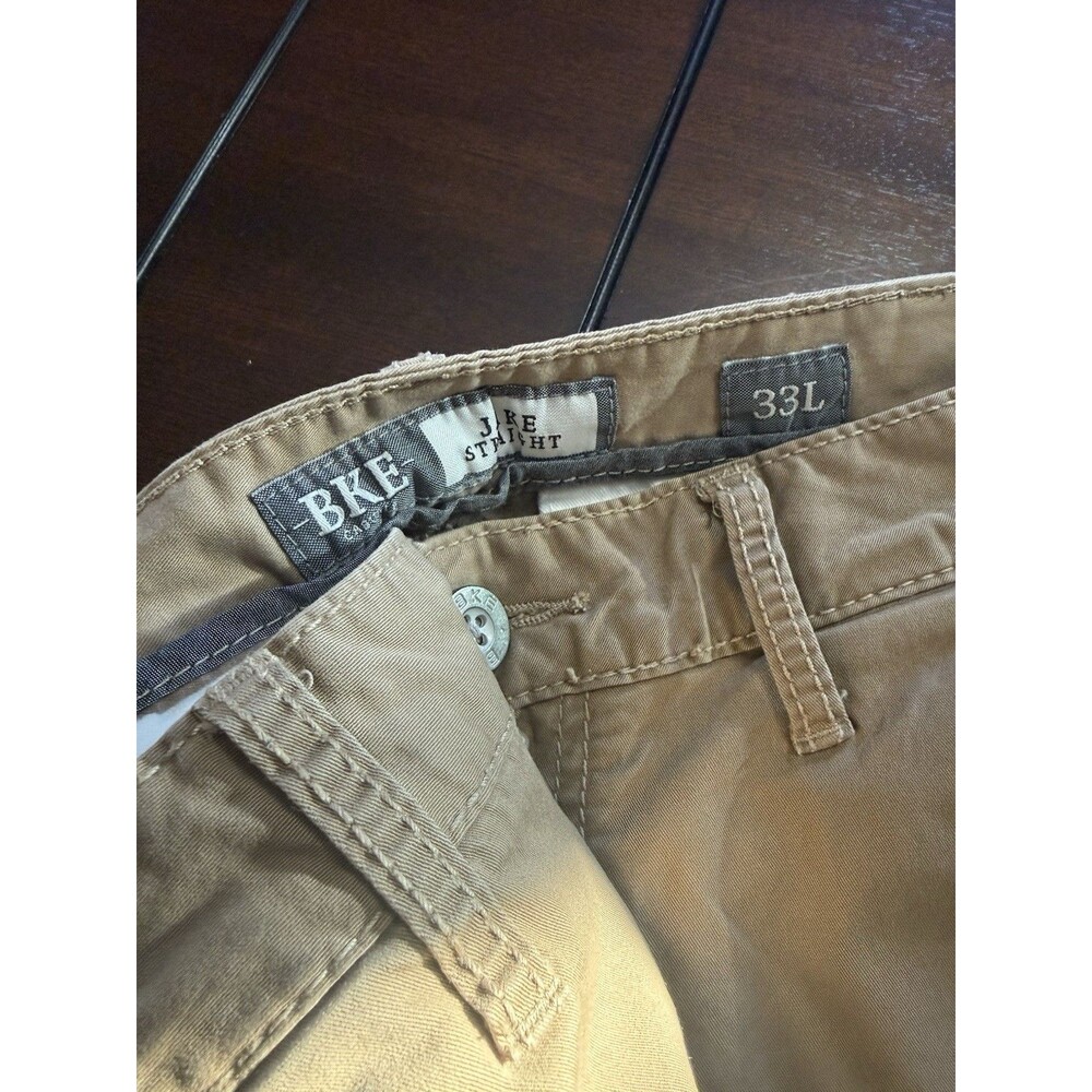 BKE Jake Jeans 33L Khaki Straight Leg Boot Denim Pants Stretch Casual Y2K